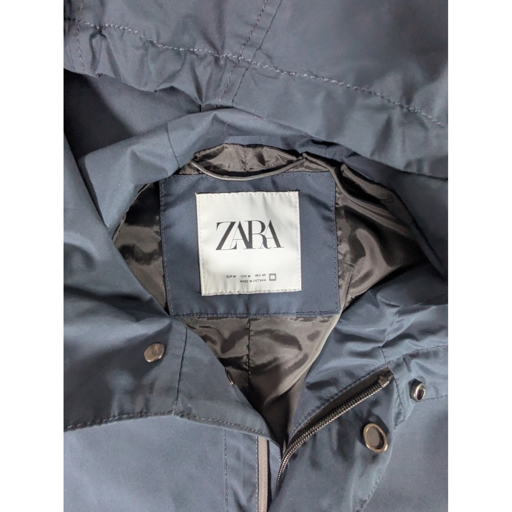 Zara Navy Blue Hooded Rain Trench - Picture 2 of 10